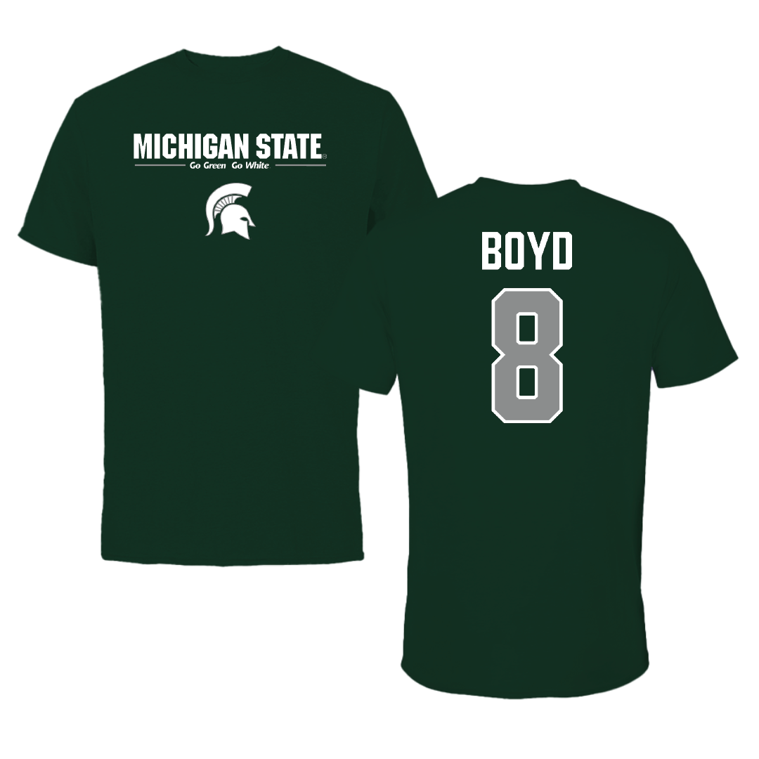 Michigan State University Football Forest Green General Tee - #8 Evan Boyd