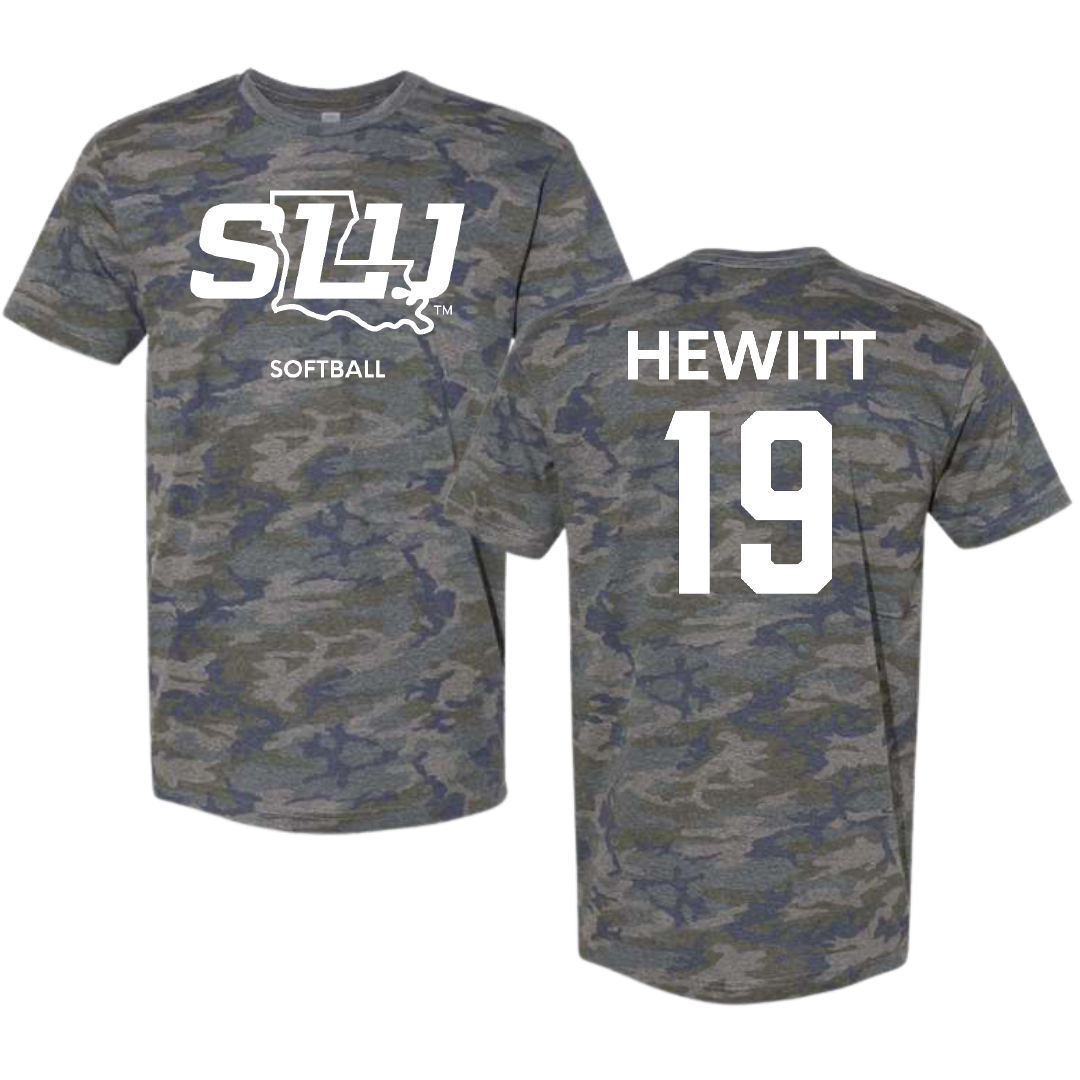 Southeastern Louisiana University Softball Vintage Camo Tee - #19 Sadie Hewitt
