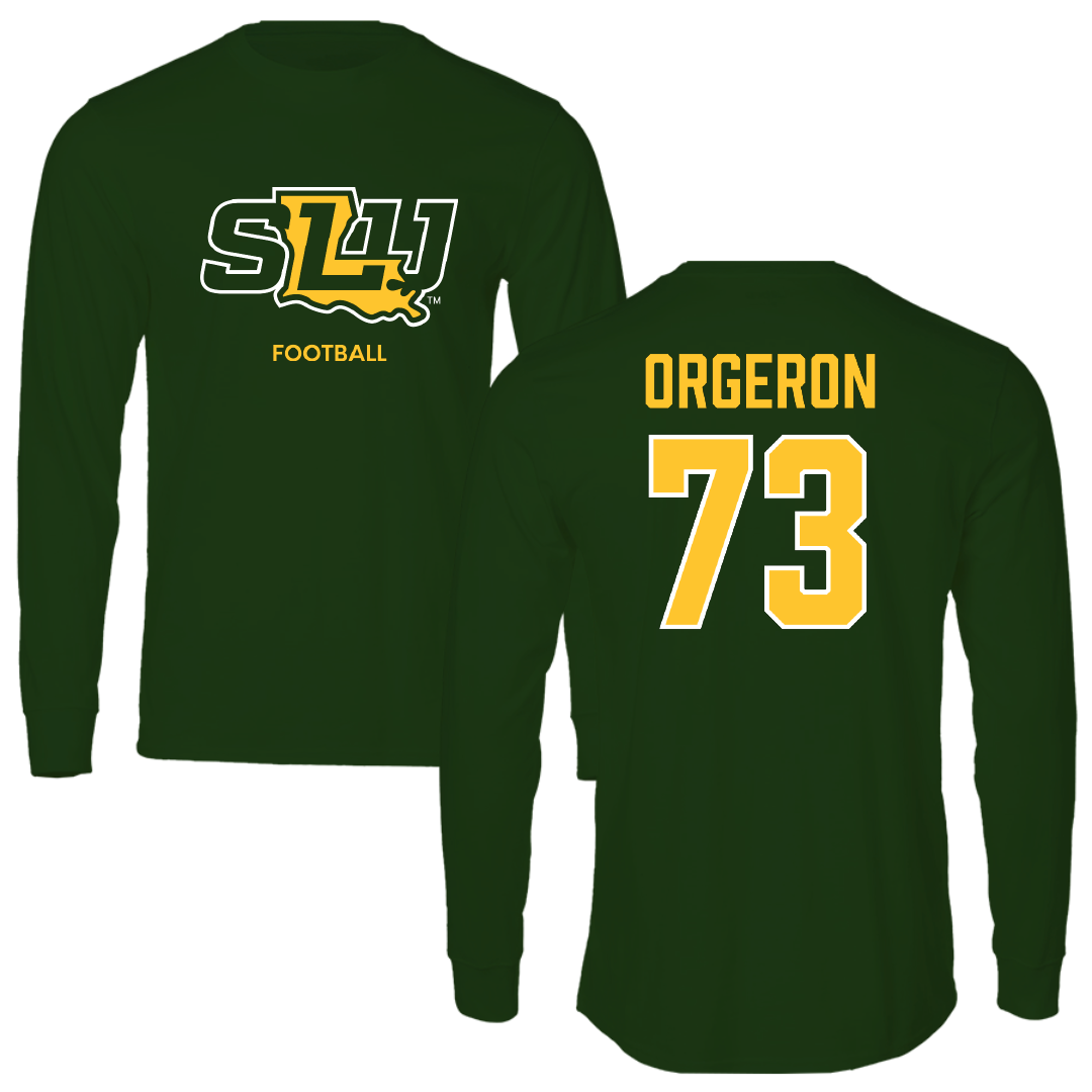 Southeastern Louisiana University Football Forest Green Long Sleeve - #73 Jhy Orgeron