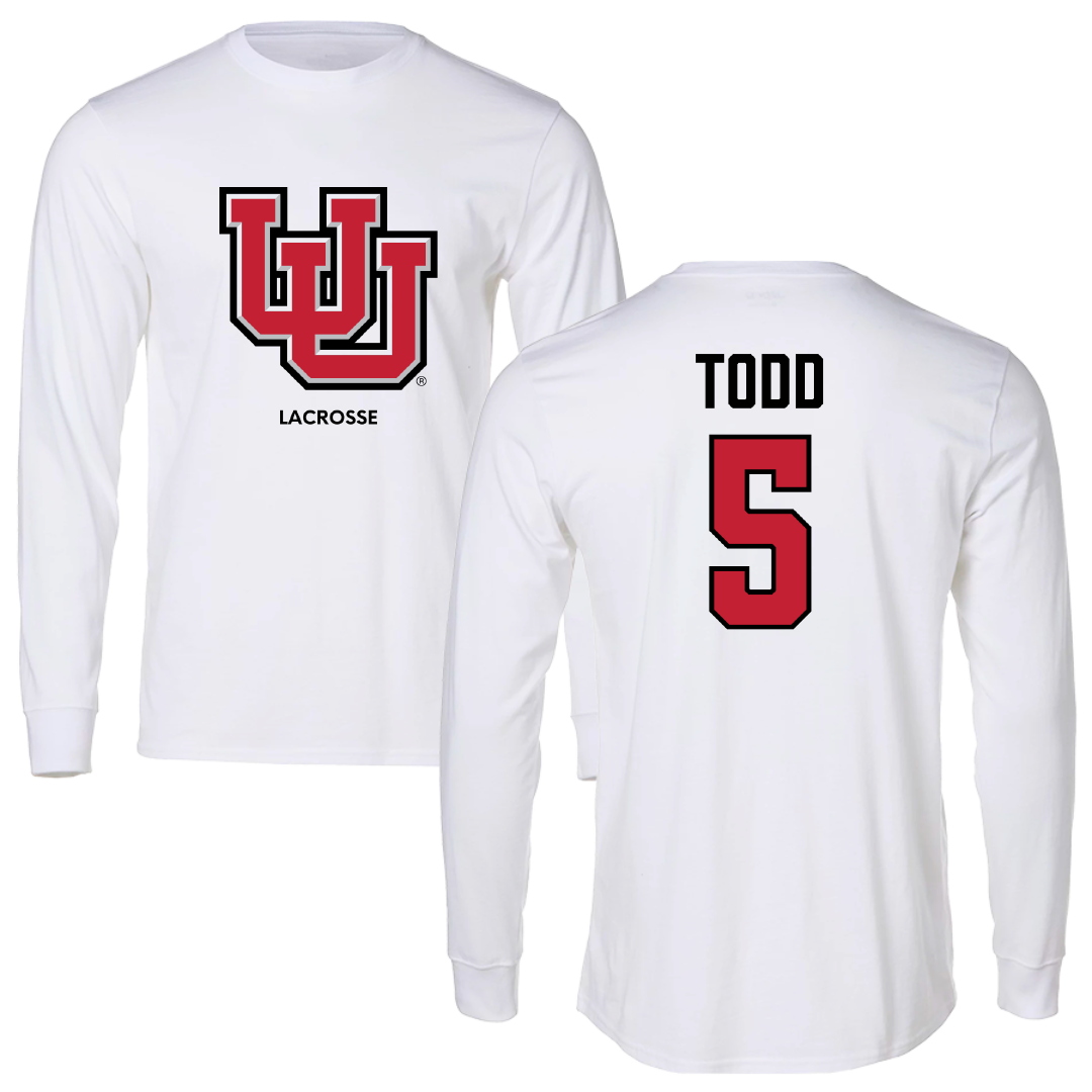 University of Utah Lacrosse (M) White Block Long Sleeve - #5 Koa Todd