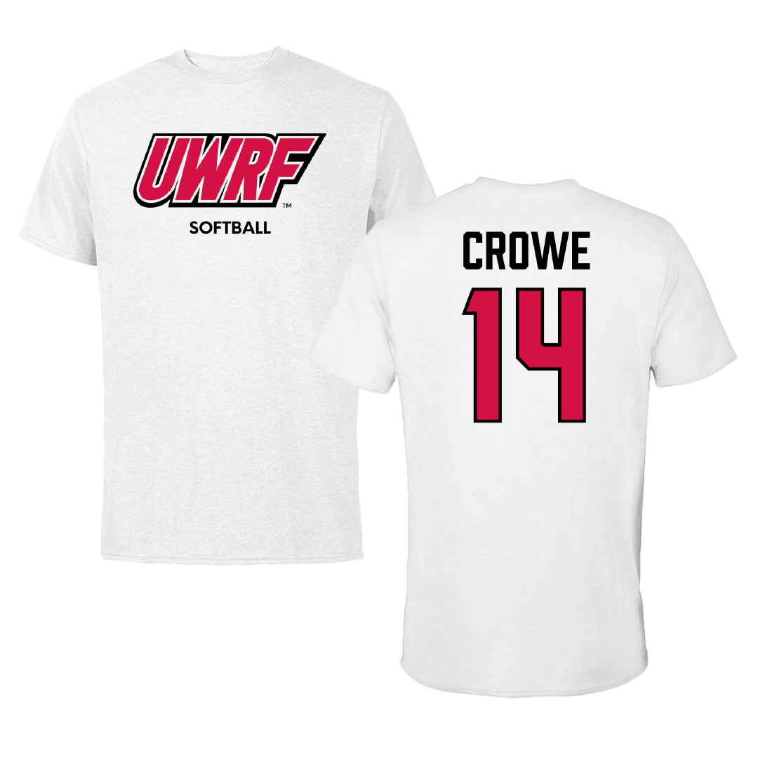 University of Wisconsin-River Falls Softball White Block Tee - #14 Emily Crowe