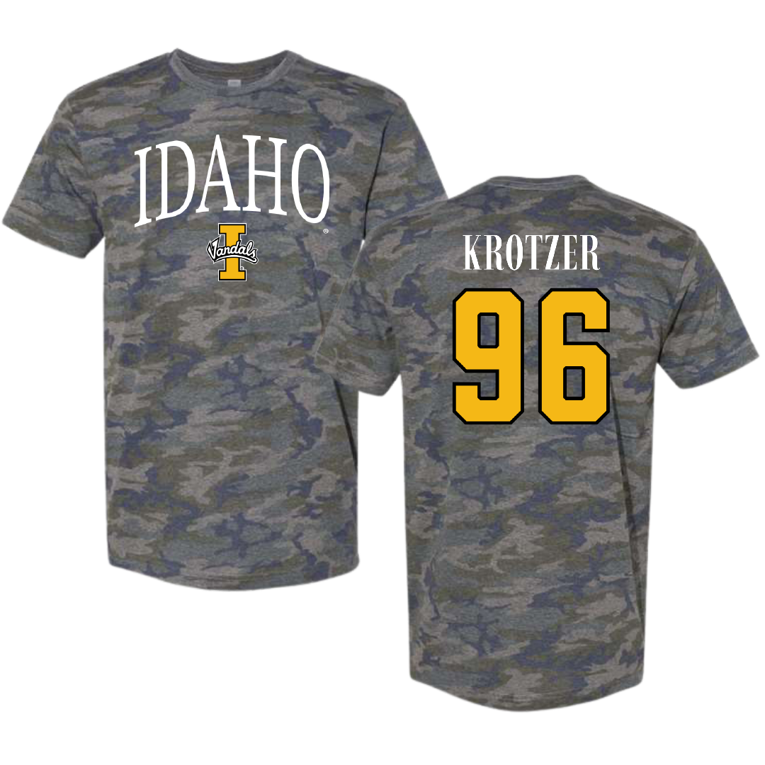 University of Idaho Football Vintage Camo Tee - #96 Zach Krotzer