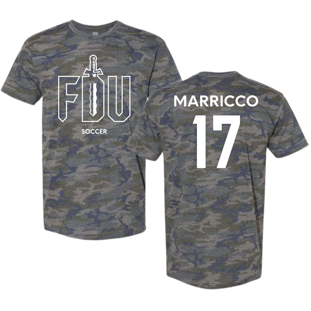 Fairleigh Dickinson University-Metropolitan Campus Soccer (W) Vintage Camo Tee - #17 Madeline Marricco