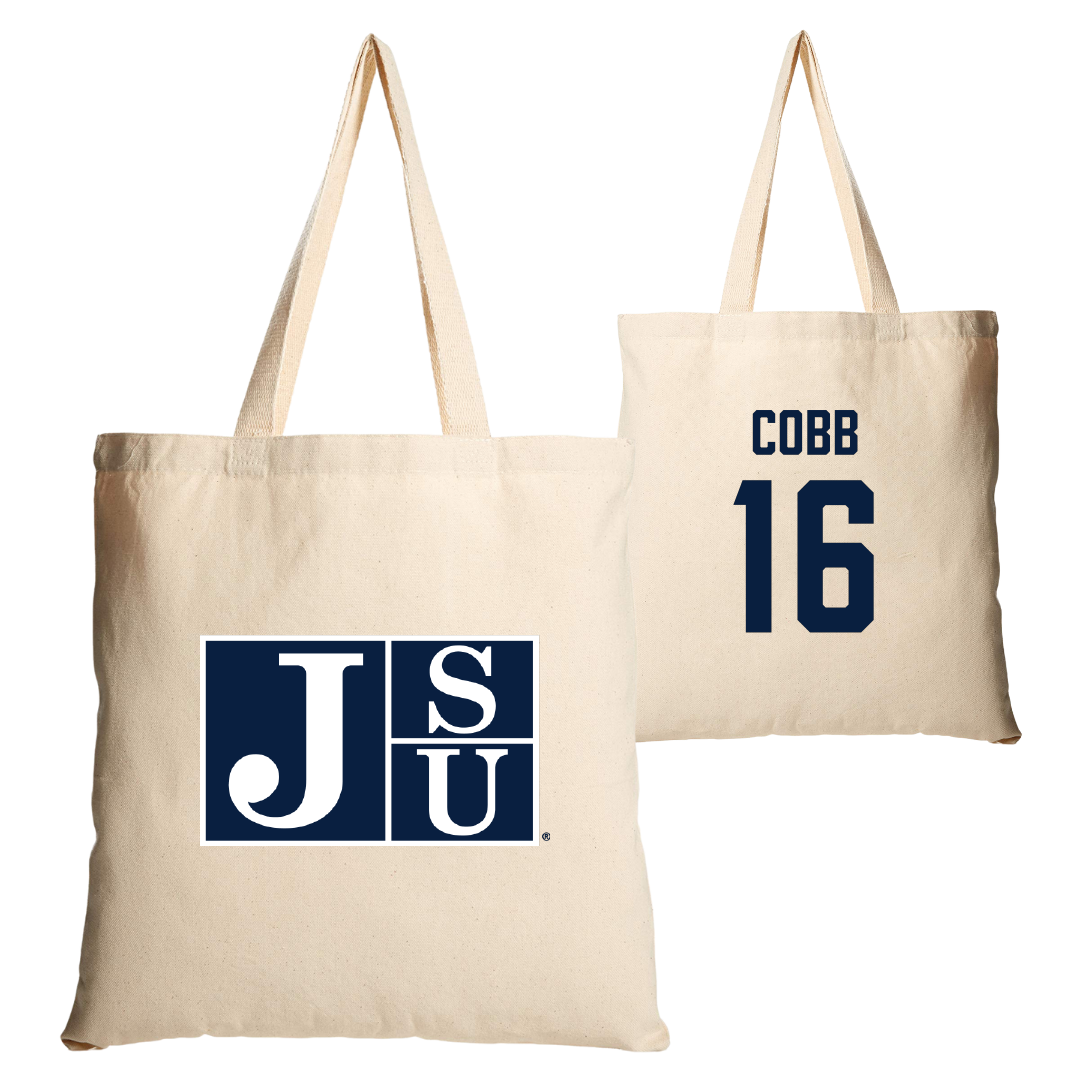 Jackson State University Soccer Tan Canvas Tote Bag - #16 Olivia Cobb