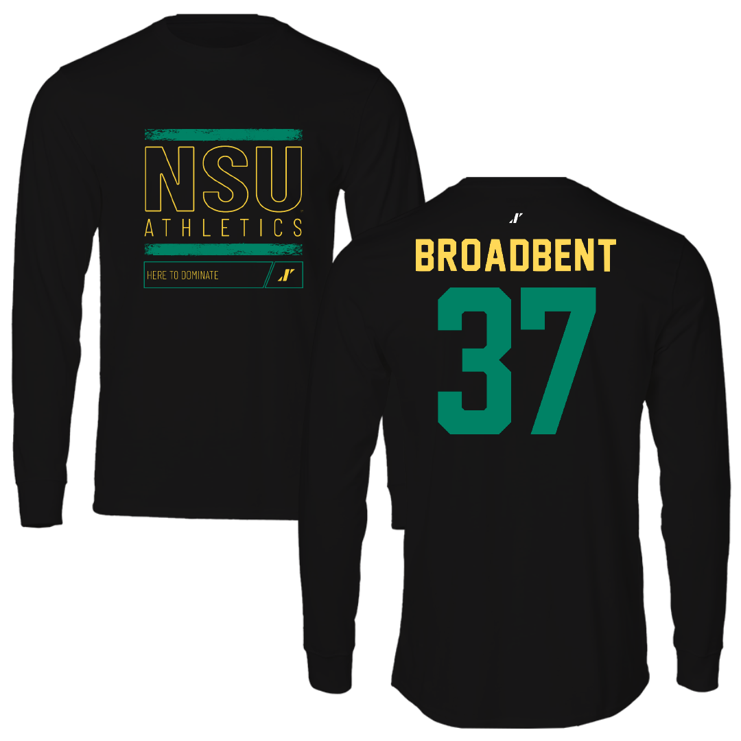 Norfolk State University Football Black Dominate Performance Long Sleeve - #37 Kaleb Broadbent
