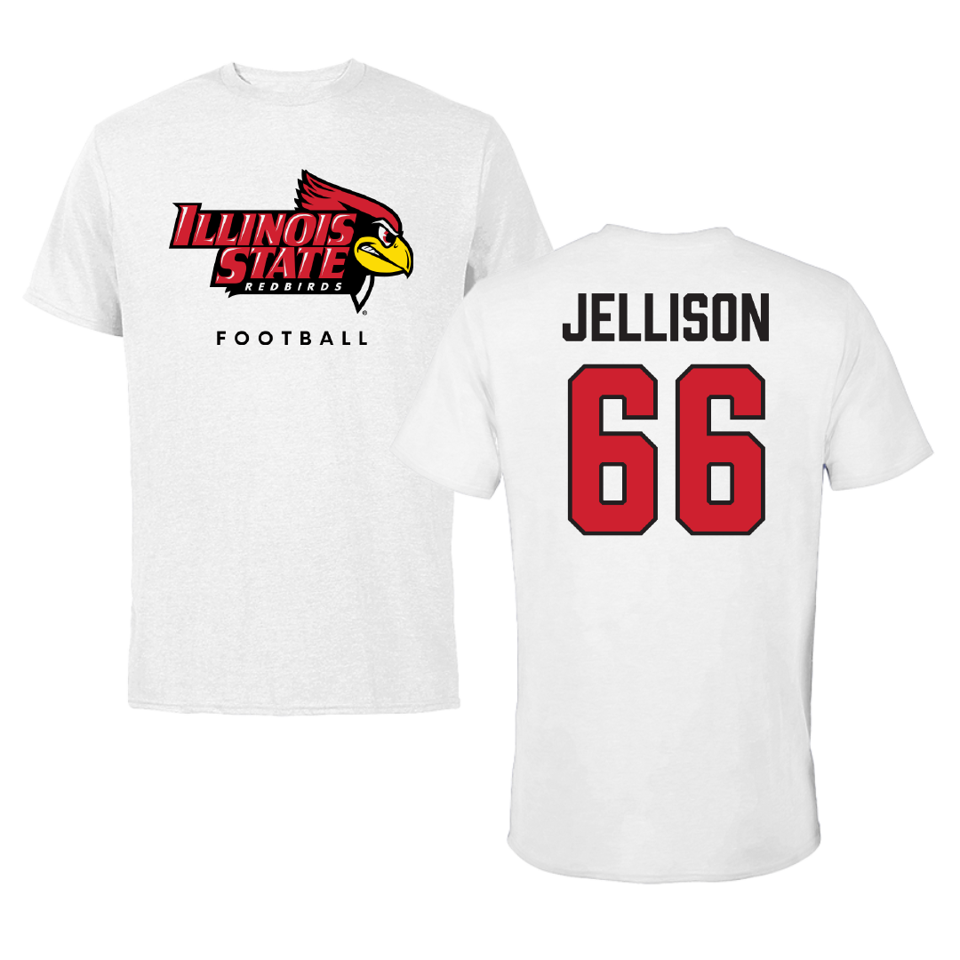 Illinois State University Football White Tee - #66 Brayden Jellison