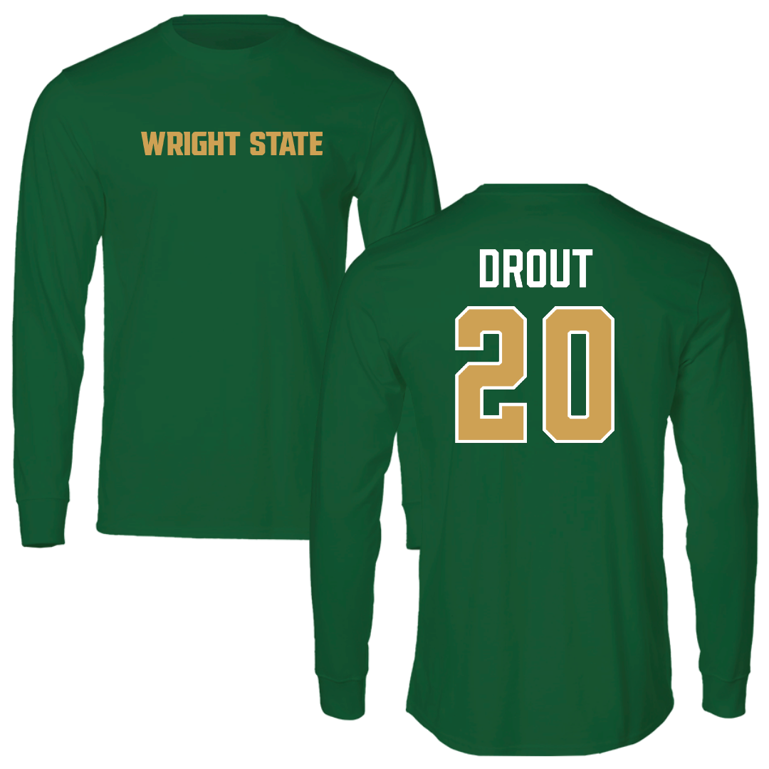 Wright State University Basketball Green Performance Long Sleeve - #20 MaKenzie Drout