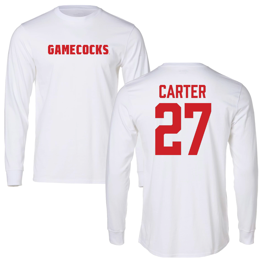 Jacksonville State University Softball White Performance Long Sleeve - #27 Kat Carter