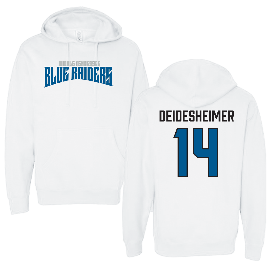 Middle Tennessee State University Volleyball White Classic Hoodie - #14 Payton Deidesheimer