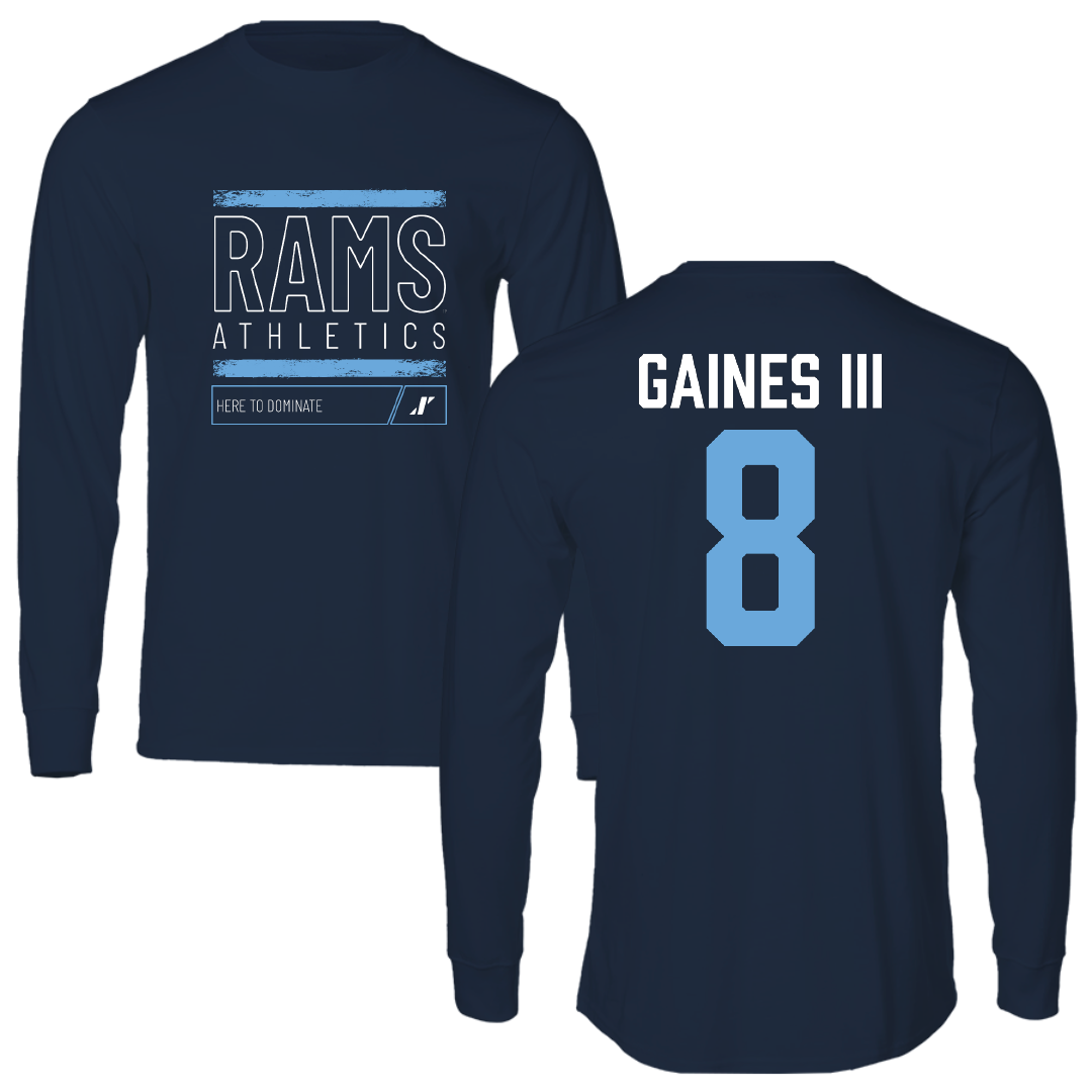 University of Rhode Island Football Navy Dominate Performance Long Sleeve - #8 Greg Gaines III