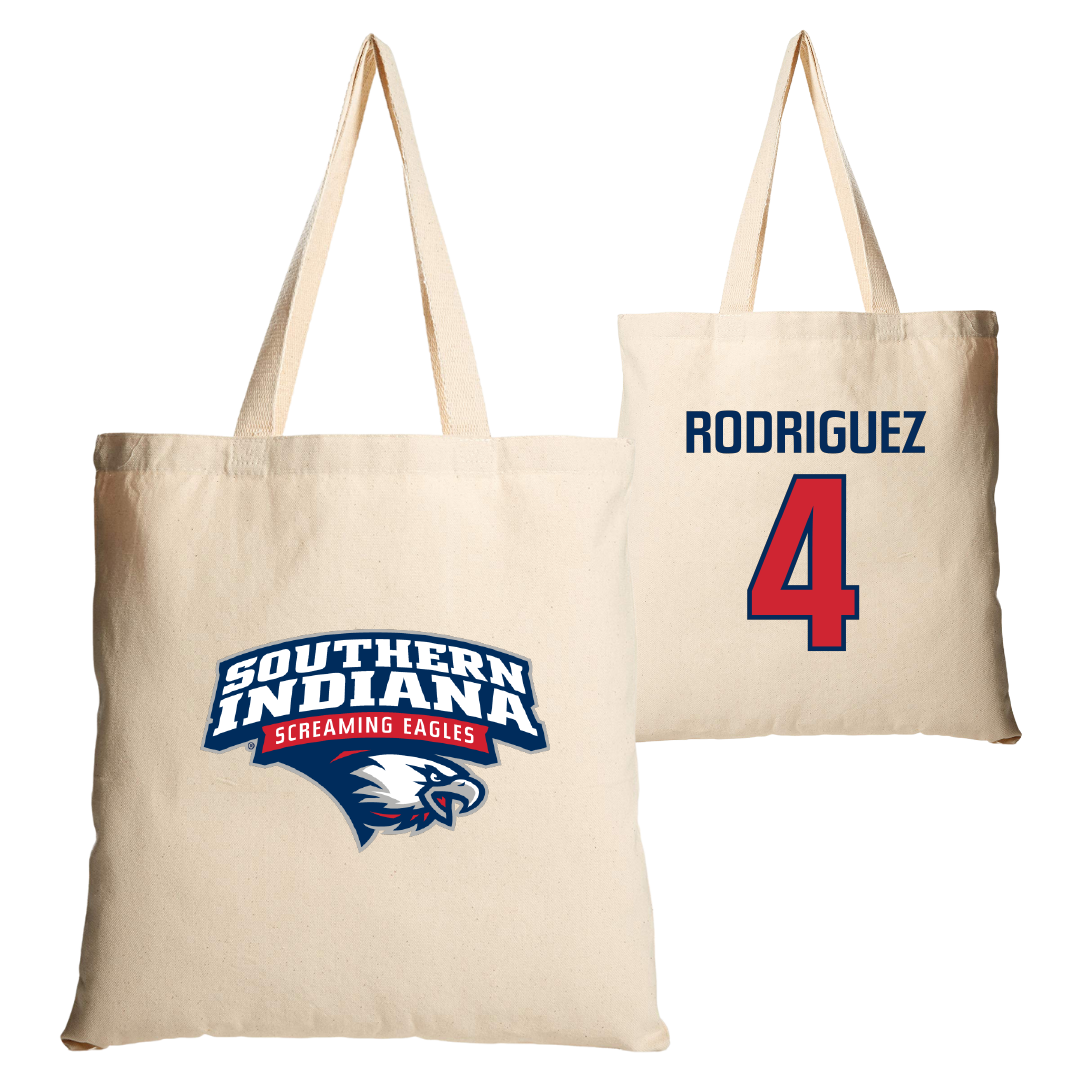 University of Southern Indiana Soccer Tan Canvas Tote Bag - #4 Diego Rodriguez
