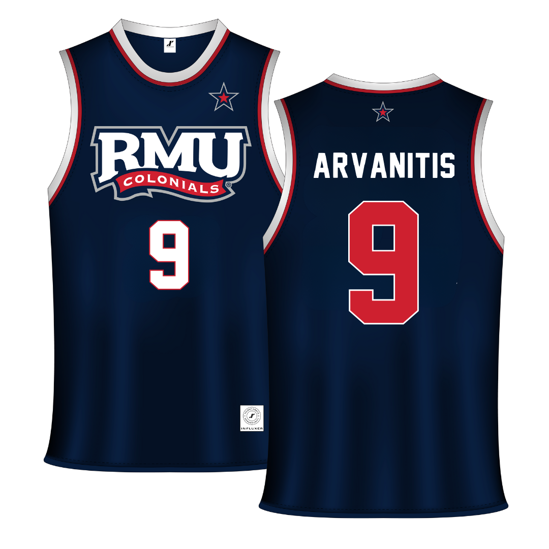 Robert Morris University Navy Basketball Jersey - #9 Cyril Arvanitis