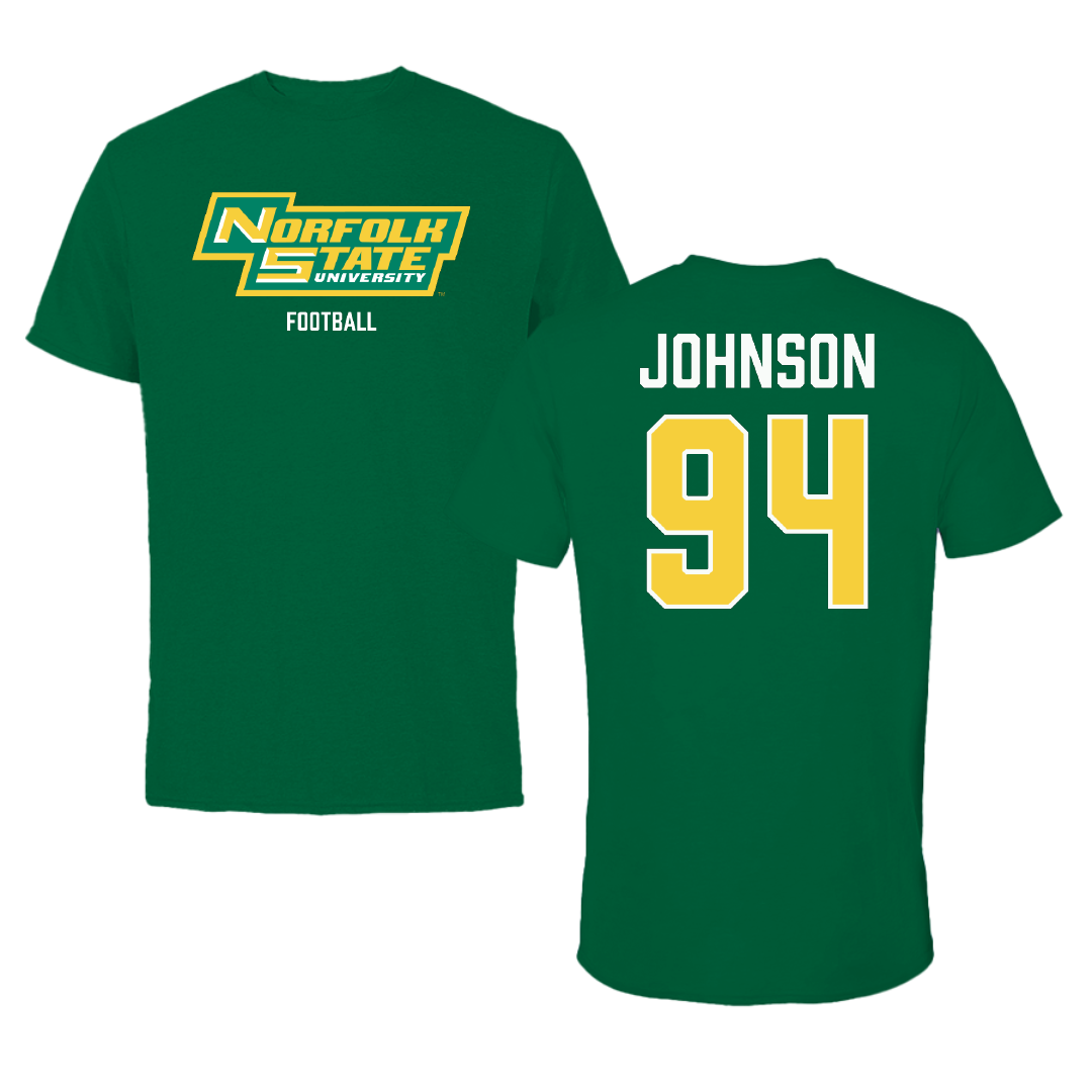 Norfolk State University Football Green Tee - #94 Tyler Johnson