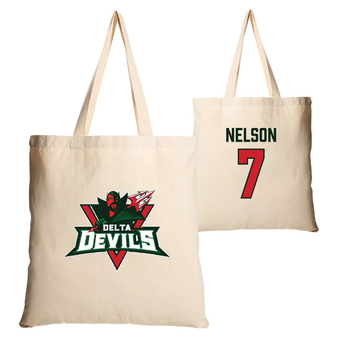 Mississippi Valley State University Football Tan Canvas Tote Bag - #7 Camo Nelson