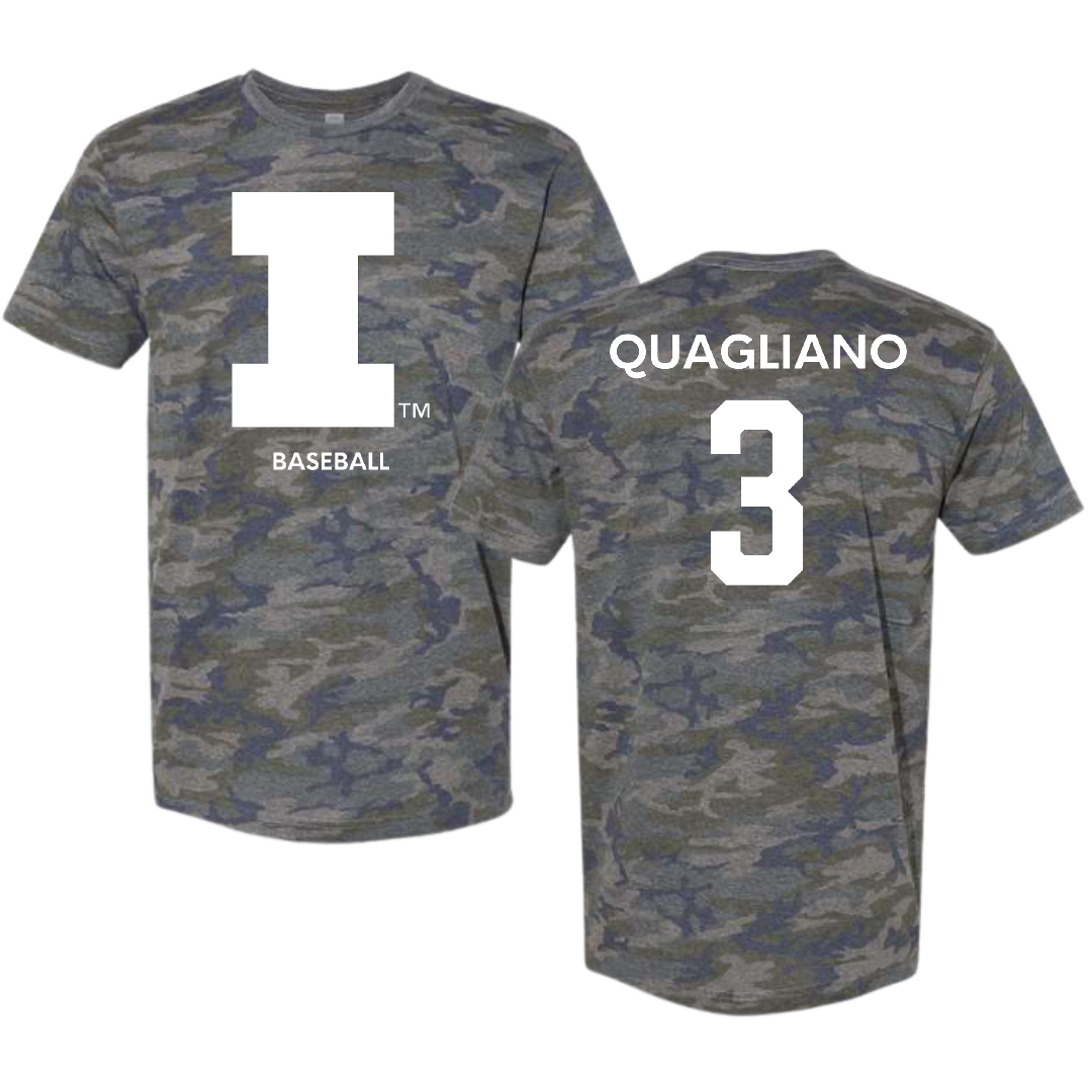 University of Illinois Baseball Vintage Camo Tee - #3 Coltin Quagliano