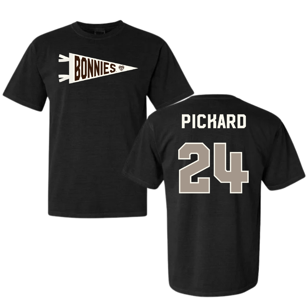 St. Bonaventure University Soccer Black Pennant Comfort Colors Tee - #24 Kristin Pickard