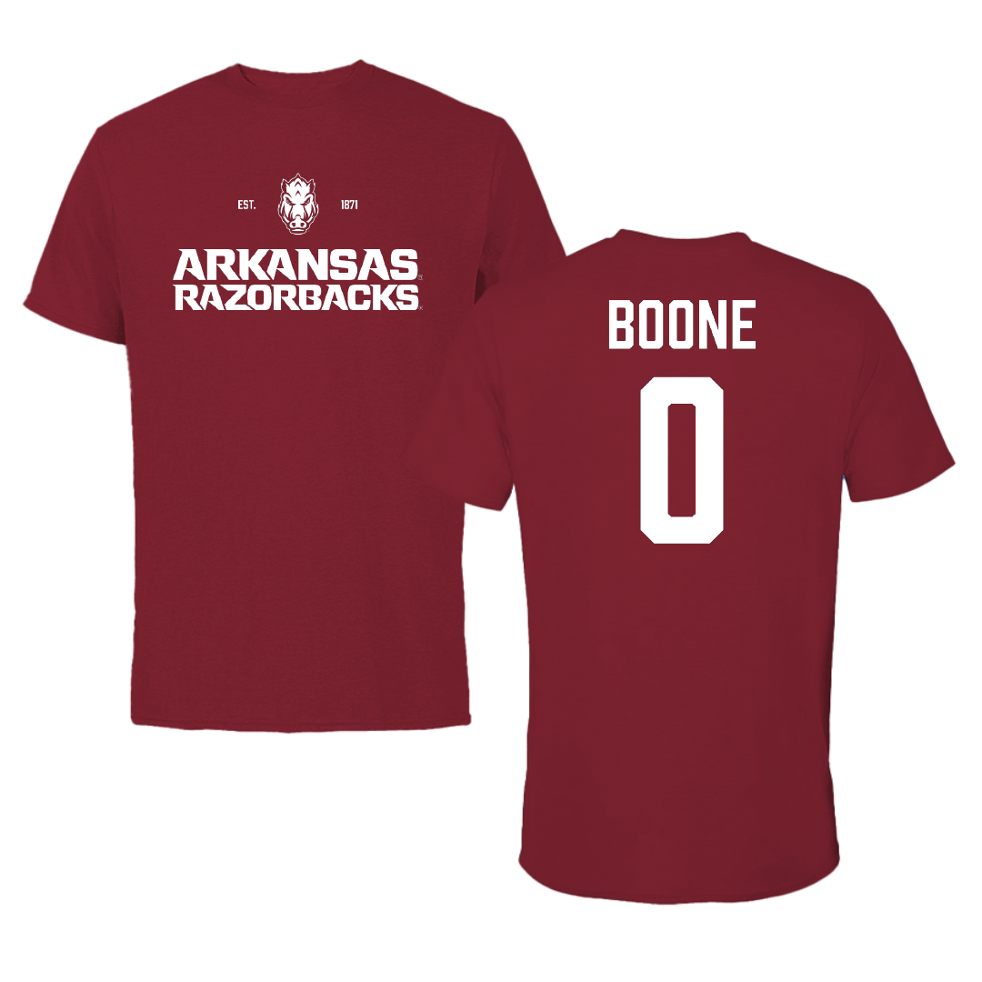 University of Arkansas Football Cardinal General Tee - #0 Justus Boone