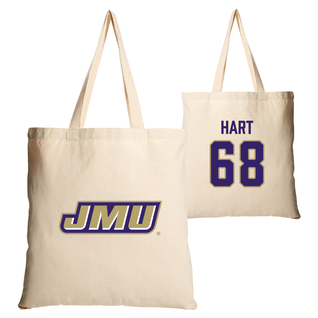 James Madison University Football Tan Canvas Tote Bag - #68 Griffin Hart