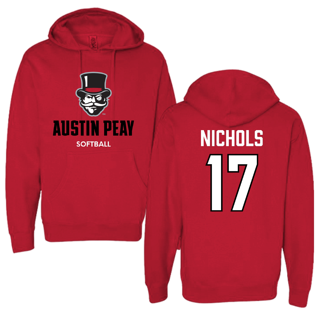 Austin Peay State University Softball Red Hoodie - #17 Emberly Nichols