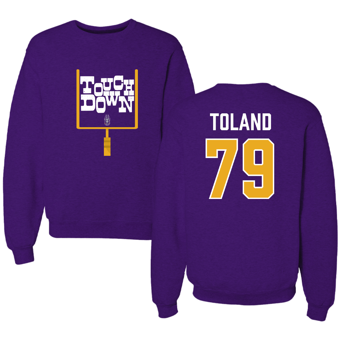 University at Albany Football Purple Touchdown Crewneck - #79 Ondre Toland