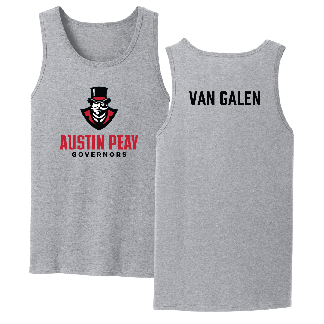 Austin Peay State University Tennis Sport Gray Tank Top - Bodi Van Galen