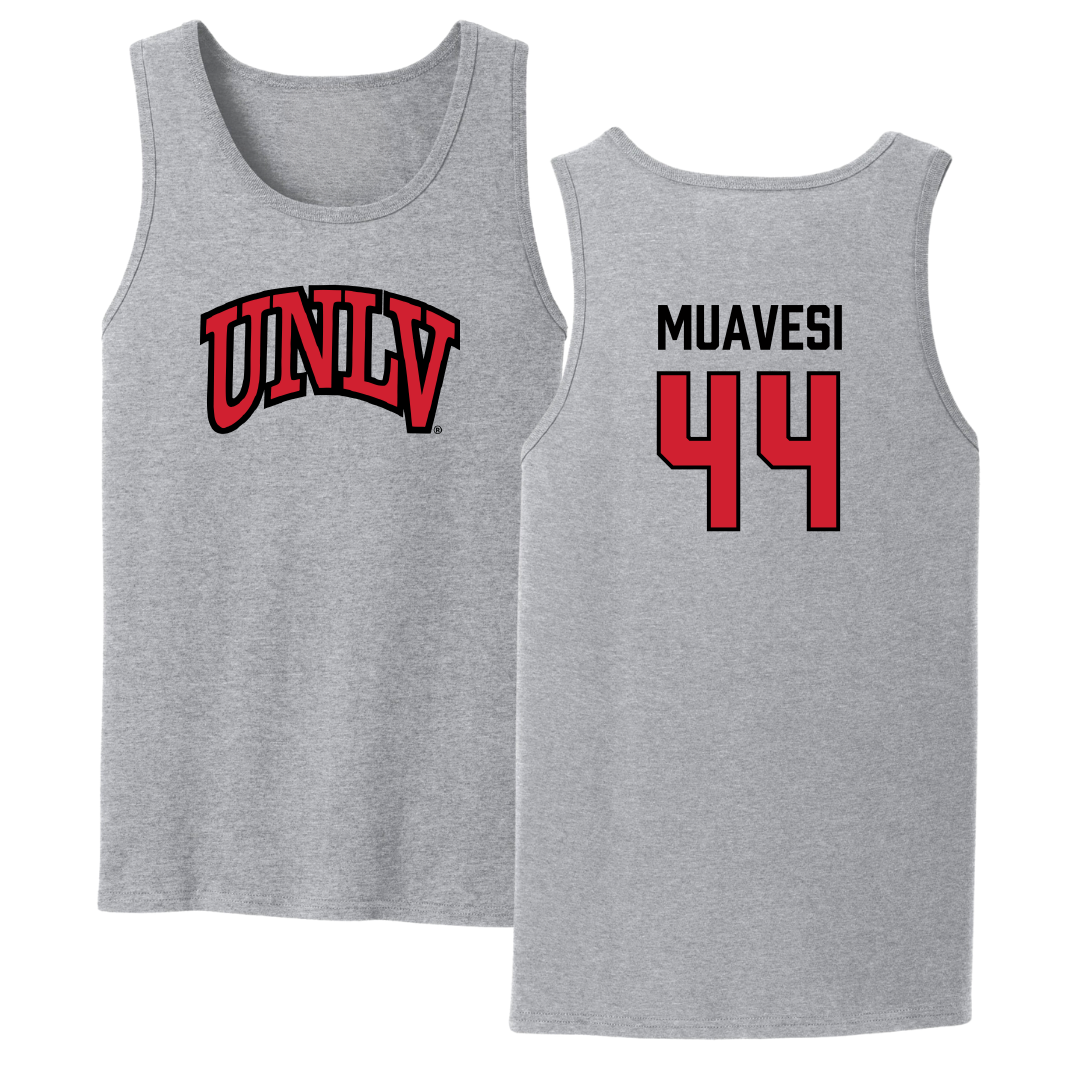 University of Nevada-Las Vegas Football Sport Gray Tank Top - #44 Waisale Muavesi