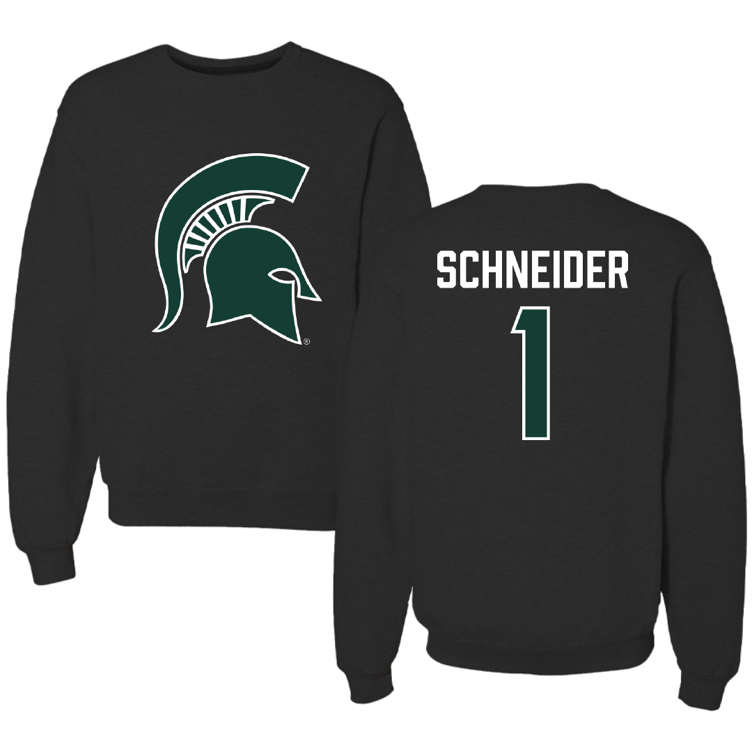 Michigan State University Volleyball Black Crewneck - #1 Lia Schneider