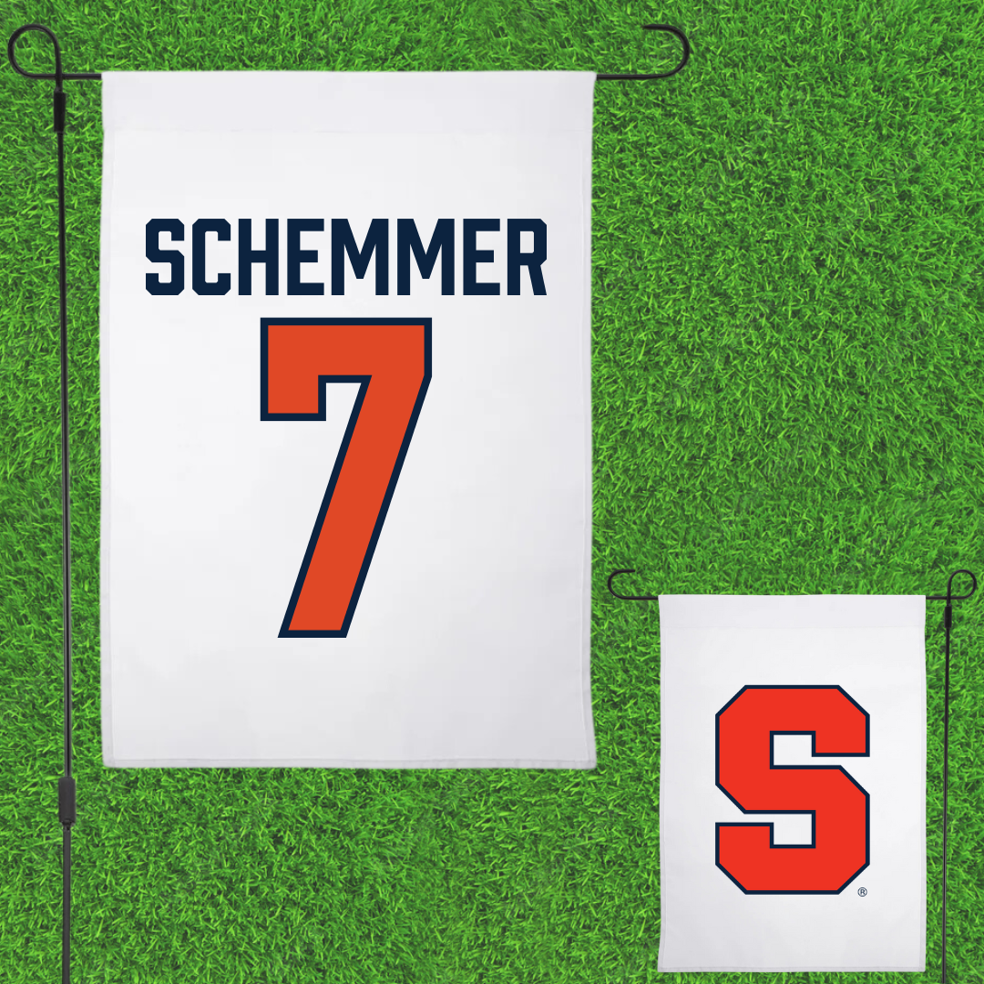 Syracuse University Softball White Garden Flag - #7 Peyton Schemmer