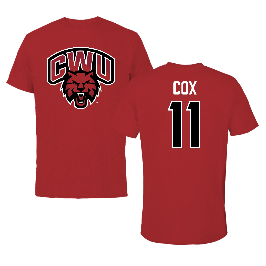 Central Washington University Volleyball Canvas Red Tee - #11 Lacy Cox