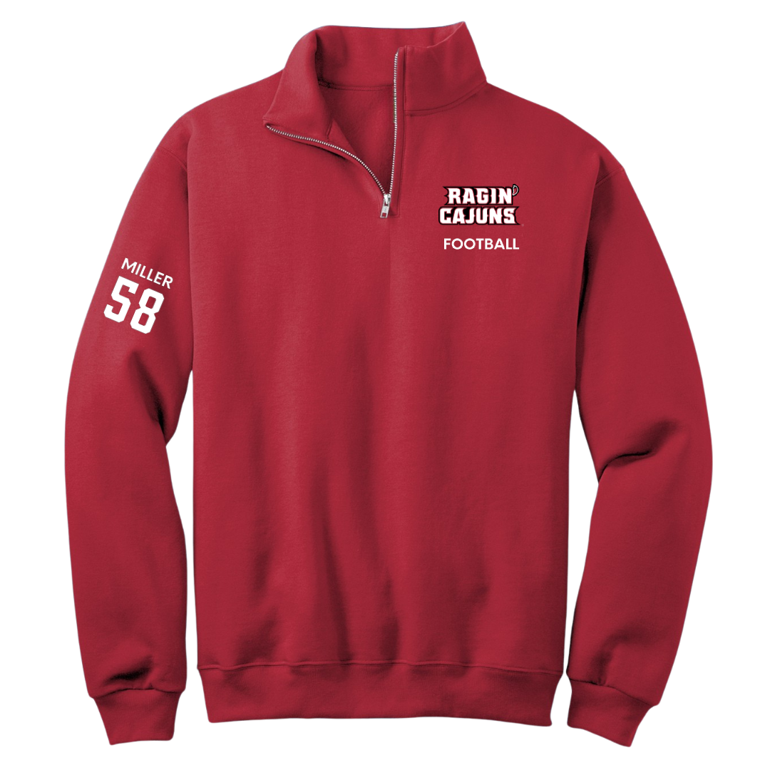 University of Louisiana at Lafayette Football Red Quarter-Zip - #58 Grant Miller