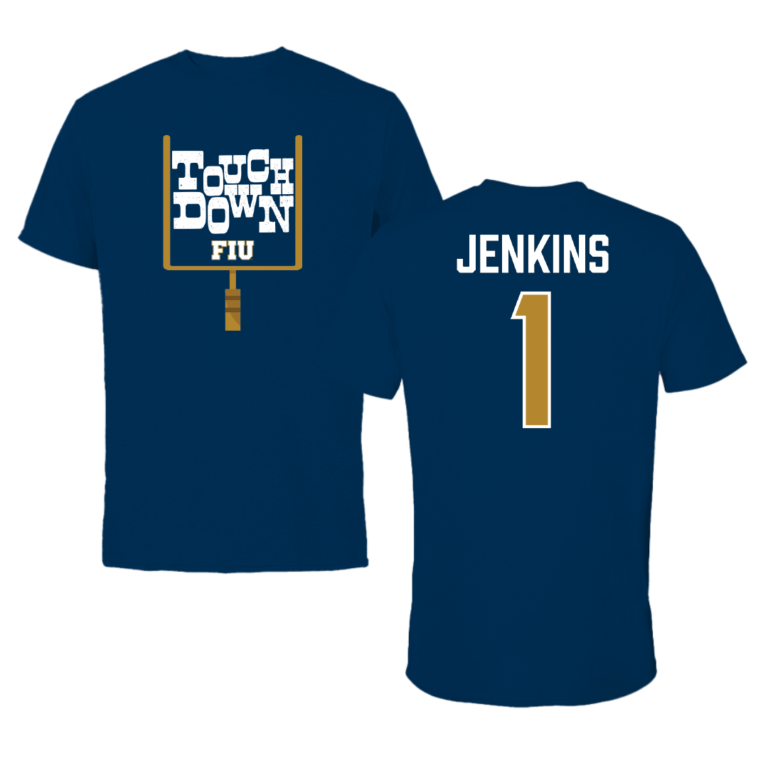 Florida International University Football Navy Touchdown Performance Tee - #1 Keyone Jenkins