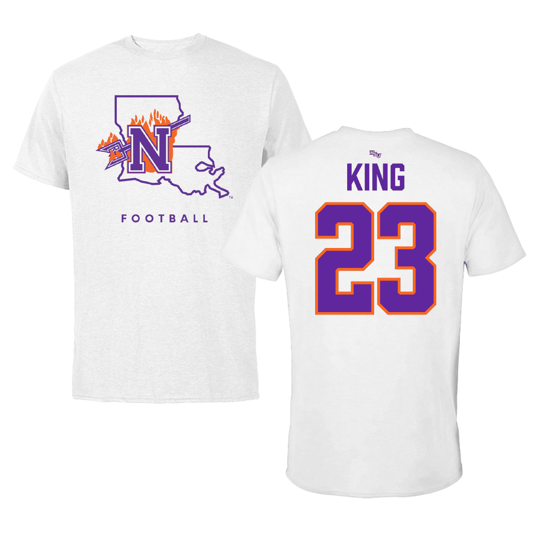 Northwestern State University Football White Performance Tee - #23 Jackson King