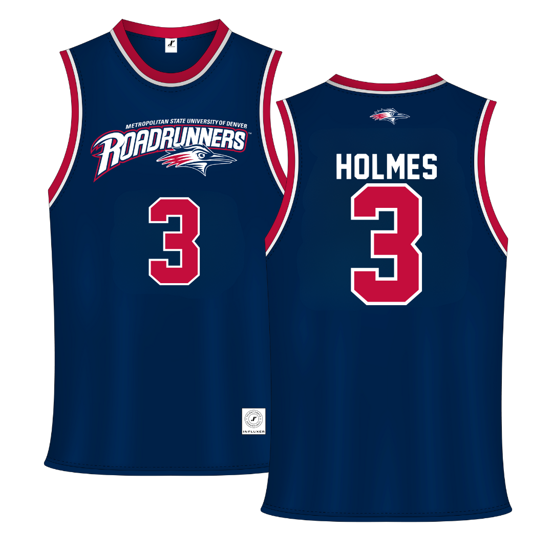Metropolitan State University of Denver Navy Basketball Jersey - #3 Caden Holmes