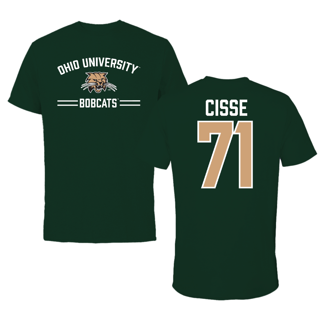 Ohio University Football Forest Green General Tee - #71 Tigana Cisse