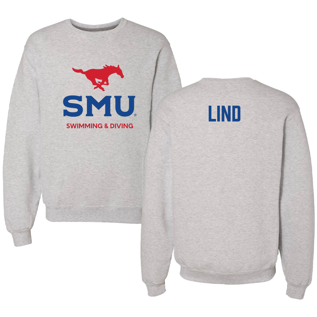 Southern Methodist University Swimming & Diving Light Gray Crewneck - Olivia Lind