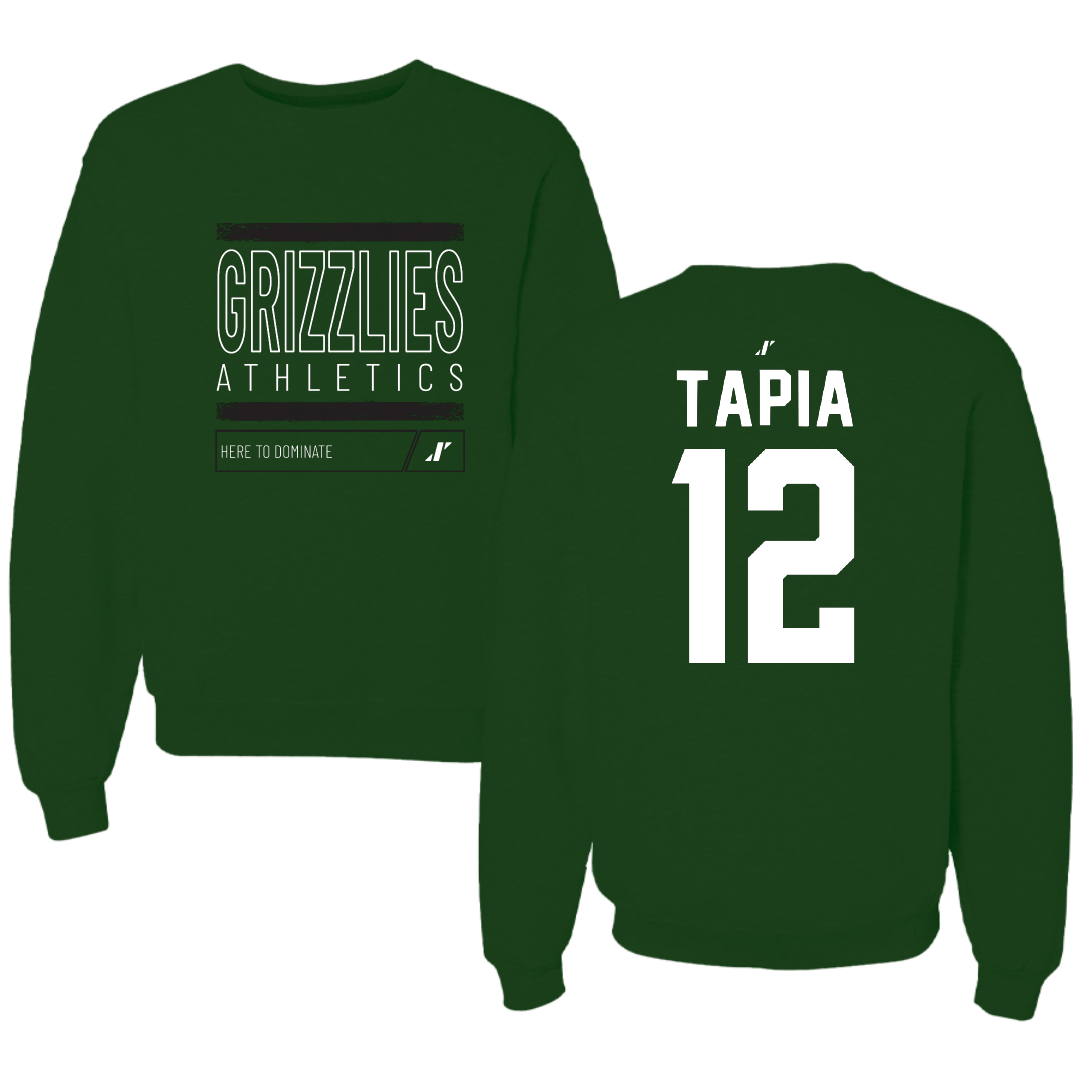 Adams State University Basketball Forest Green Dominate Crewneck - #12 Jude Tapia