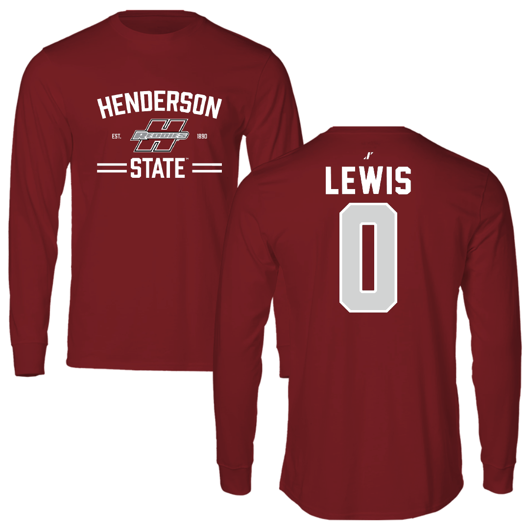Henderson State University Football Cardinal General Long Sleeve - #0 Gary Lewis