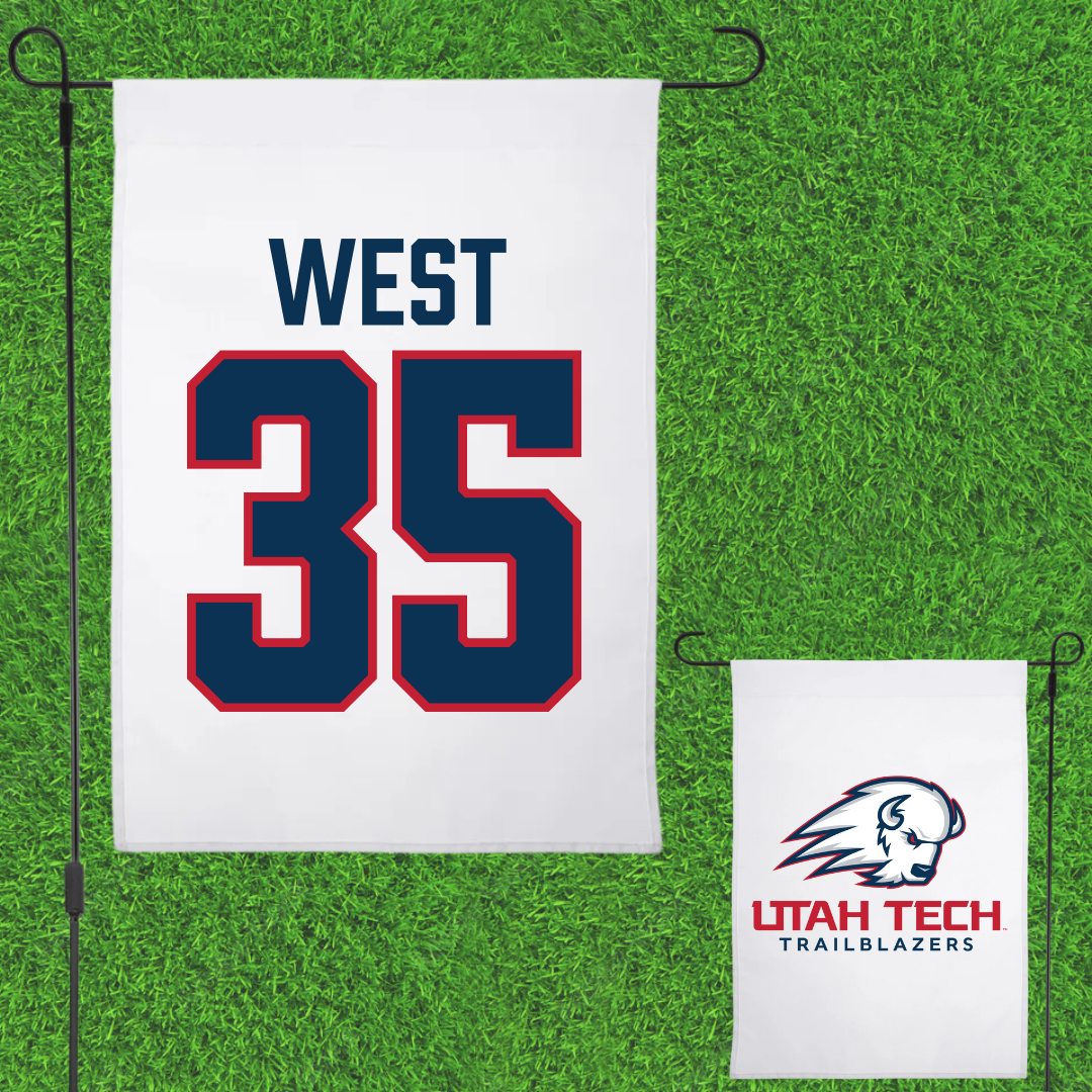 Utah Tech University Baseball White Garden Flag - #35 Dakoda West