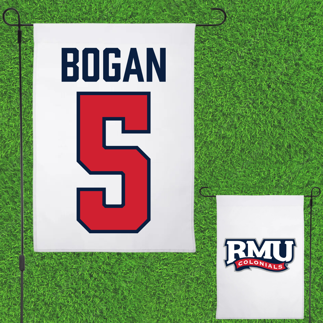 Robert Morris University Soccer White Garden Flag - #5 Carson Bogan
