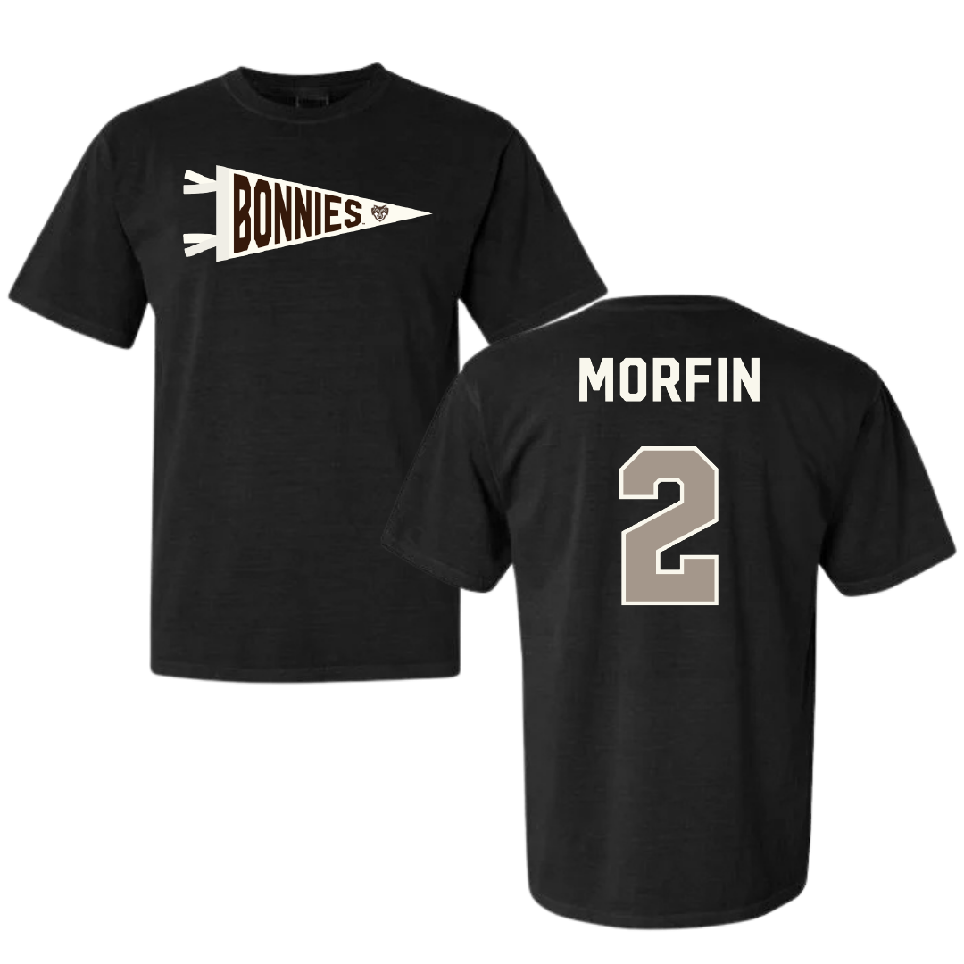 St. Bonaventure University Soccer Black Pennant Comfort Colors Tee - #2 Sean Morfin