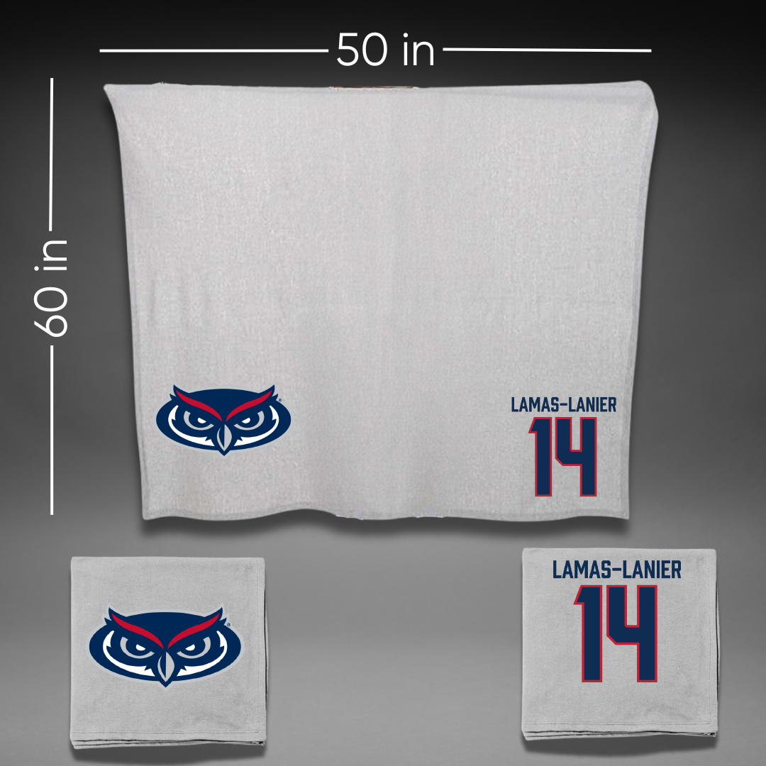 Florida Atlantic University Football Gray Blanket - #14 Courtney Lamas-Lanier