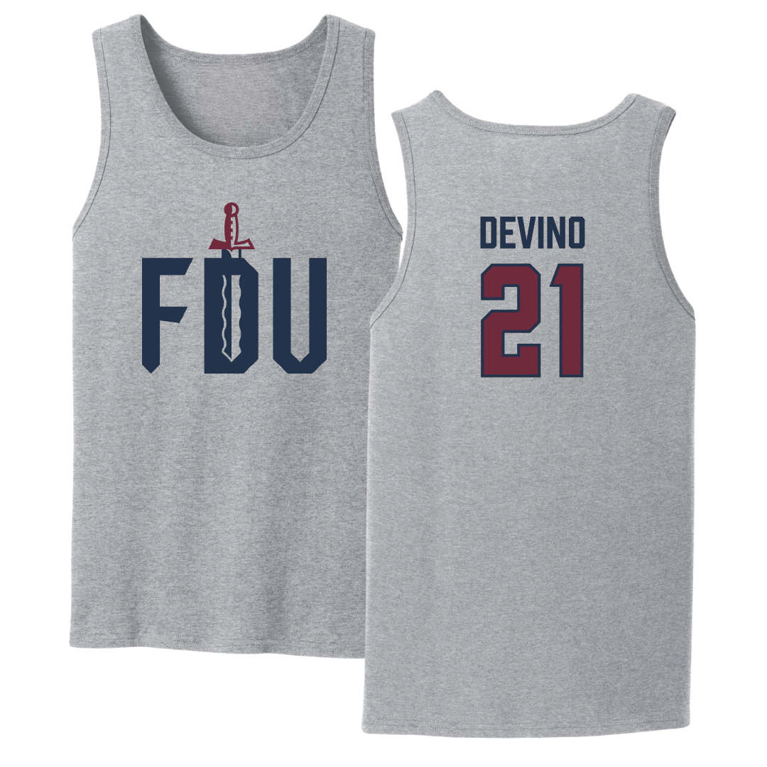 Fairleigh Dickinson University-Metropolitan Campus Lacrosse Sport Gray Tank Top - #21 Mia Devino