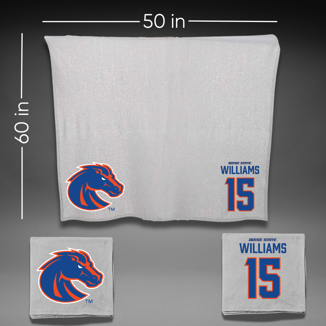 Boise State University Football Gray Blanket - #15 Malakai Williams