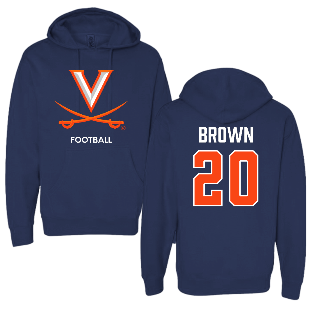 University of Virginia Football Navy Hoodie - #20 Xavier Brown