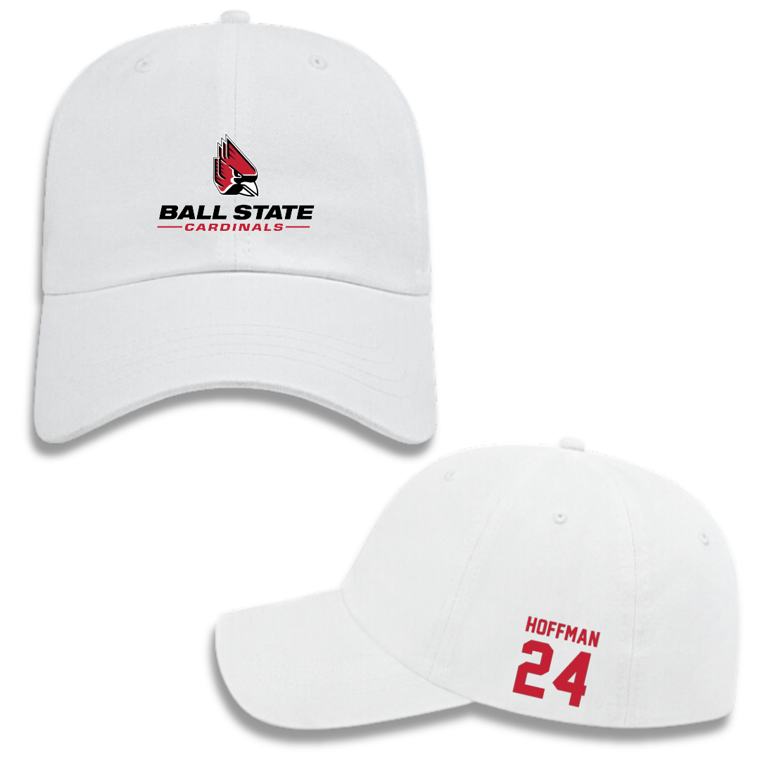 Ball State University Softball White Hat - #24 Jessica Hoffman