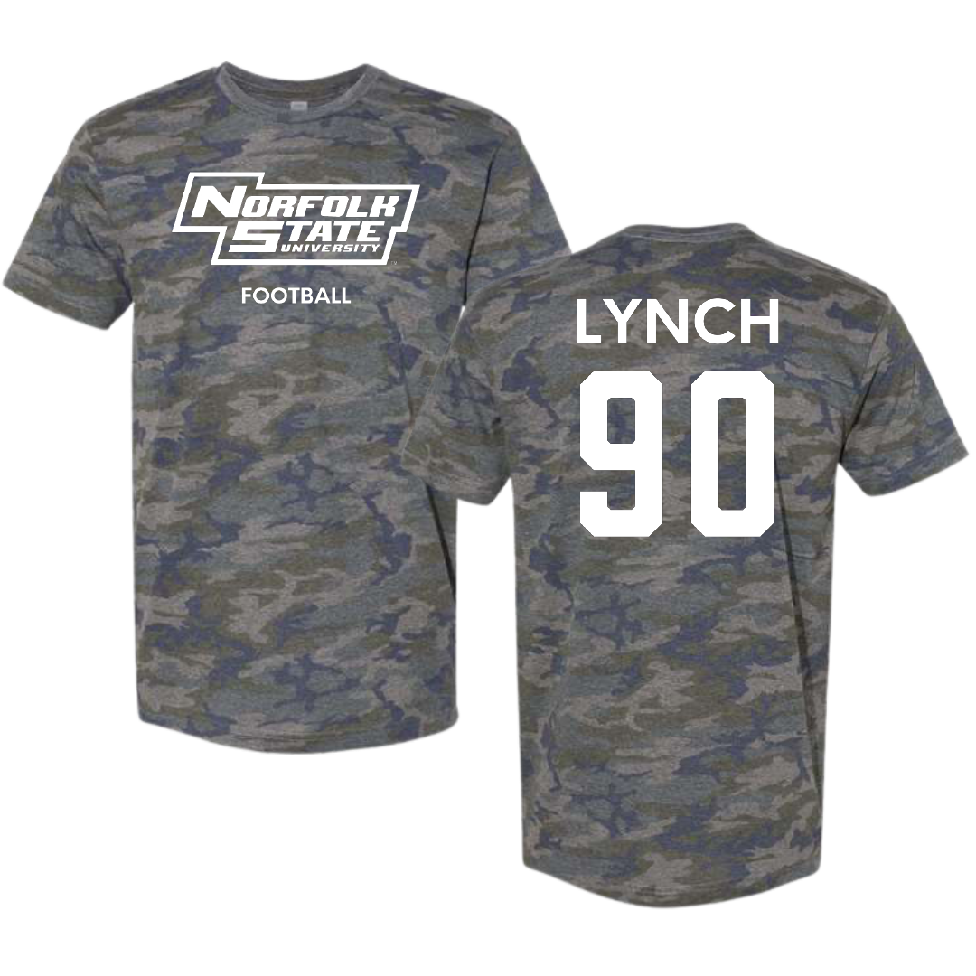 Norfolk State University Football Vintage Camo Tee - #90 Keshawn Lynch