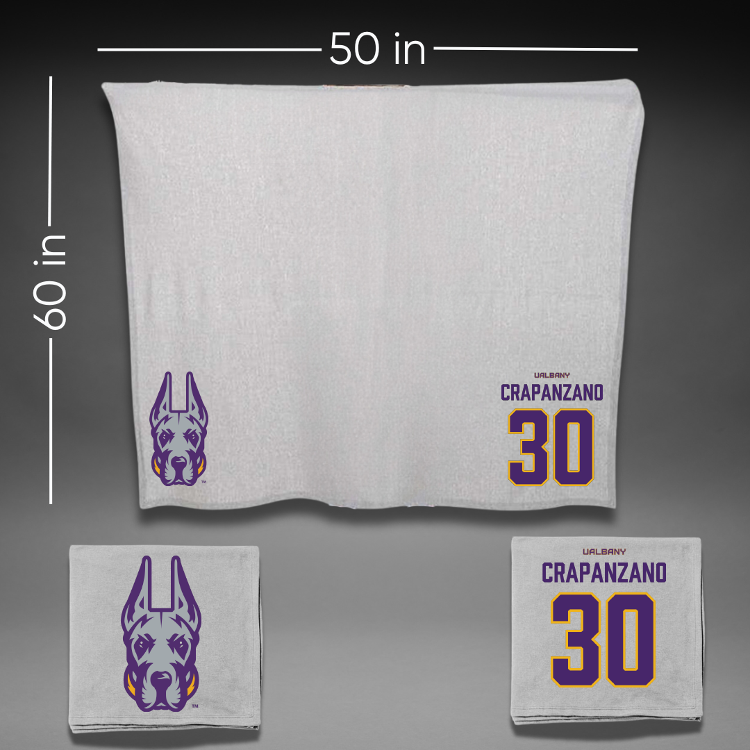University at Albany Lacrosse Gray Blanket - #30 Christopher Crapanzano