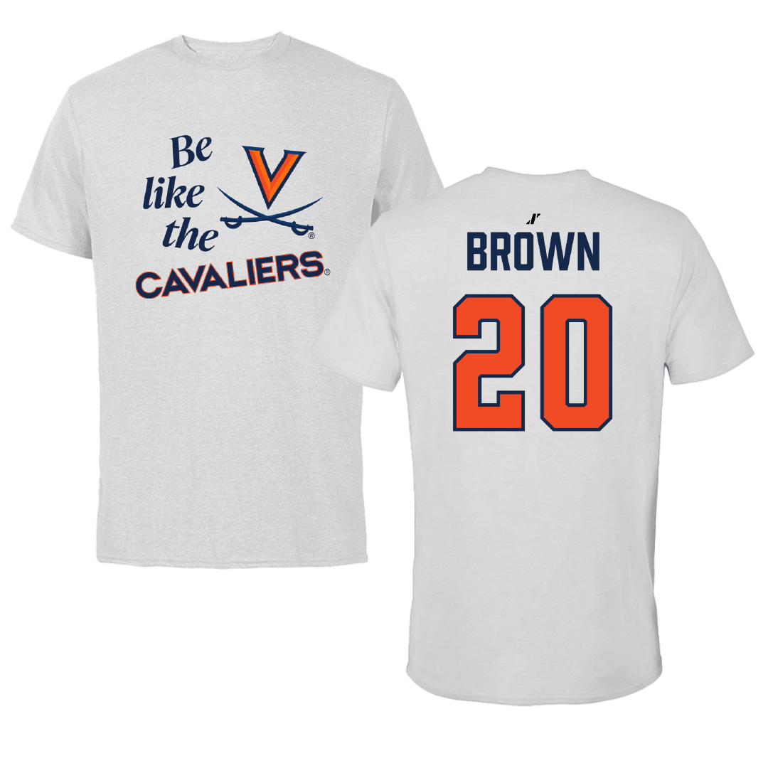University of Virginia Football Light Gray Be Like Us Performance Tee - #20 Xavier Brown