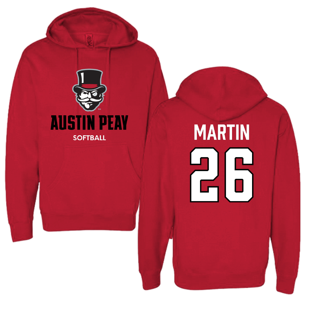Austin Peay State University Softball Red Hoodie - #26 Ashley Martin