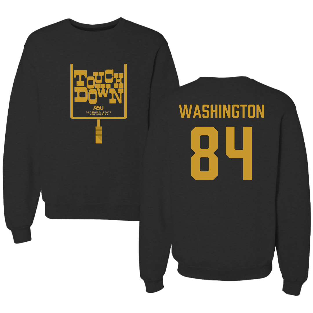 Alabama State University Football Black Touchdown Crewneck - #84 Joshua Washington